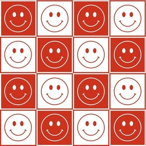 Bigger Happy Face Checkers in Rustic Red