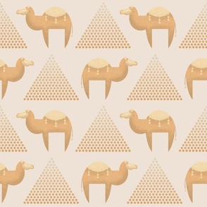 Camel train in the desert - Warm Minimalism