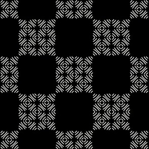 Large Faux Block Print Checkerboard in black and creme- Black, White, and Neutral
