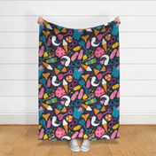 Fun at the Beach - on navy, large scale by Cecca Designs
