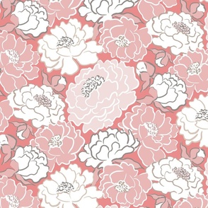 summer peonies/coral rose/large