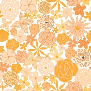 retro boho floral blooms - peach