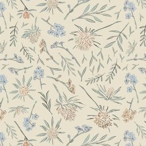 Thistle Wildflowers (Vintage Blue) (Small Scale) (5.25"/6")