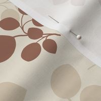 Warm Minimalistic Tossed Style Leaves in shades of brown and beige ( medium scale )