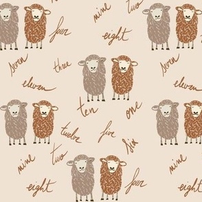 Counting Sheep Dreams: Sheep and Numbers Pattern, cream