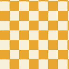 Yellow & cream retro checkerboard (small)