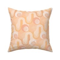 Warm minimalist sunset - simple geometric shapes with cloth texture in orange and salmon tones