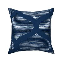 boho ogee - white on indigo blue color - hand-drawn coastal minimalist ogee wallpaper