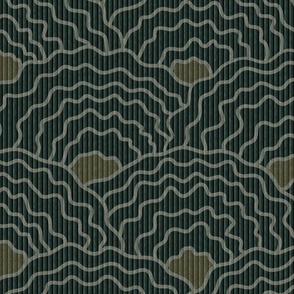 Rippled Scallops Corduroy Faux Texture Green