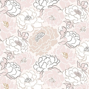 summer peonies/warm beige/large