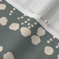 (L) Minimalist dots and stripes ladder, light beige on gray green pewter