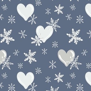 Frosted Hearts - navy