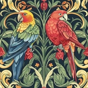 Parrots in the Art Nouveau Style