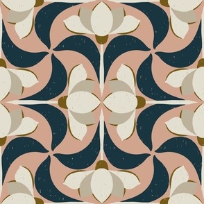 Symmetrical geometric flowers. Art Deco Minimalism - MEDIUM scale