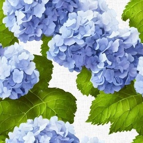 susie's backyard hydrangeas on white linen no. 2: blue hydrangea, hydrangea wallpaper