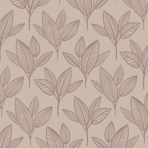 Minimalist Leaves in Warm Neutrals and Sepia