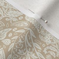 beautiful floral ornate paisley off-white / White Dove and neutral beige / stone house - medium scale