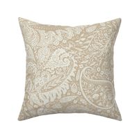 beautiful floral ornate paisley off-white / White Dove and neutral beige / stone house - large scale
