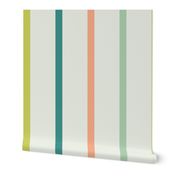 Retro Stripes Off White Large - lines, colorful, summer, spring, collection, pastels, stylish, cute, coastal, Easter, vintage, vacation, little girls, kids, childrens, playroom, birthday party, celebration, bags, green, orange, blue