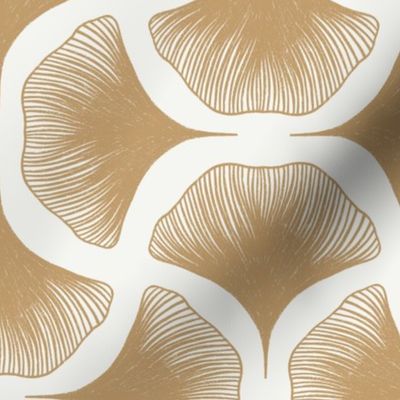 Warm Botanical  Minimalism: Symmetrical Ginko Fan Pattern in Neutral Colors