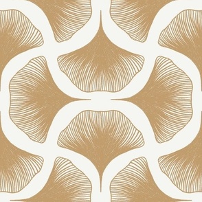 Warm Botanical  Minimalism: Symmetrical Ginko Fan Pattern in Neutral Colors