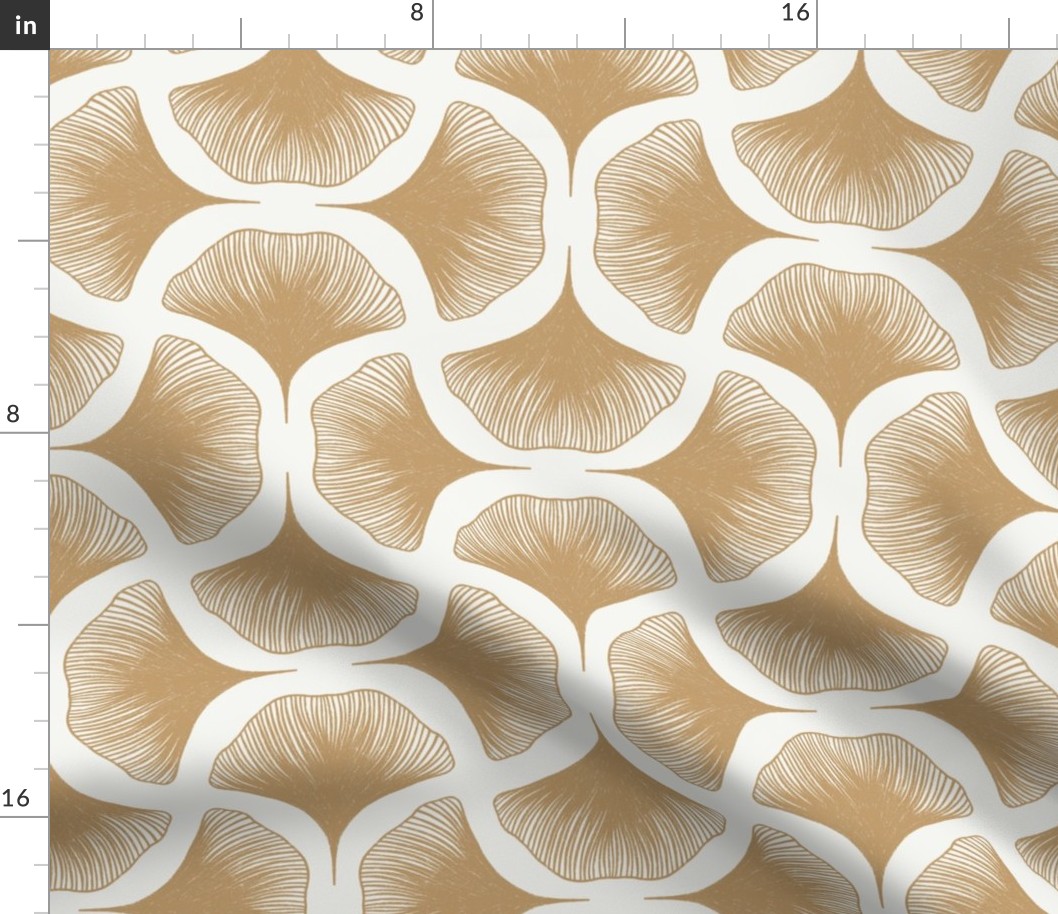 Warm Botanical  Minimalism: Symmetrical Ginko Fan Pattern in Neutral Colors