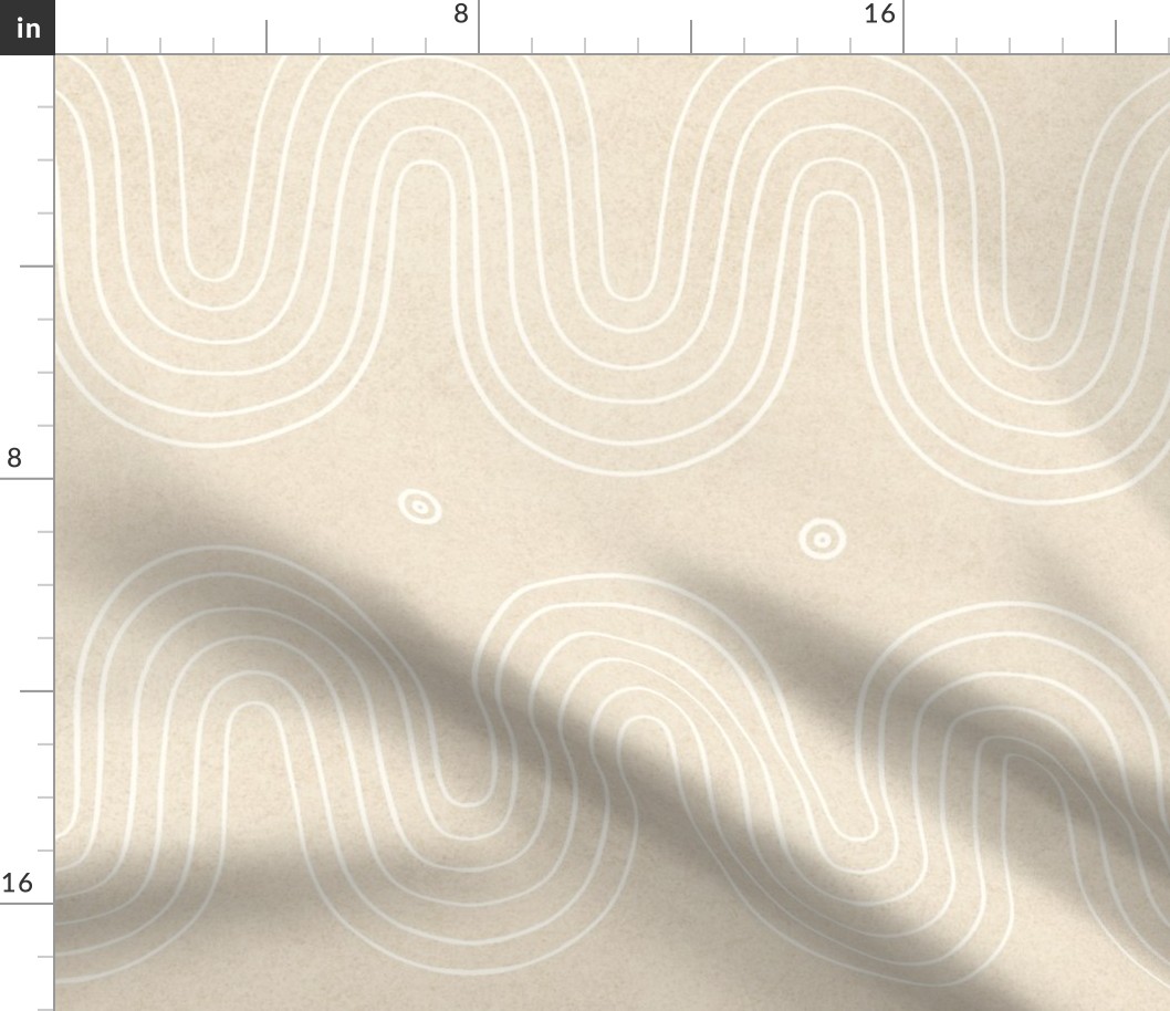 Warm Neutral Sandy Minimalist Line Waves on Textured Background