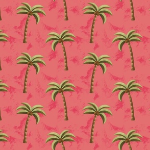 Vintage Pink Coconut Palm Tree Pattern With Tropical Y2K Beach Girl Aesthetic 