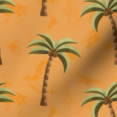 Vintage Yellow Coconut Palm Tree Pattern With Tropical Y2K Beach Girl Aesthetic 