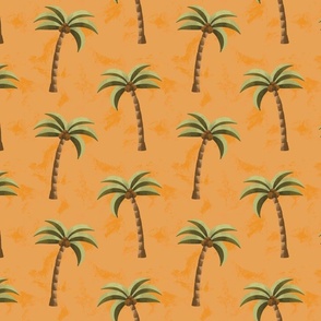 Vintage Yellow Coconut Palm Tree Pattern With Tropical Y2K Beach Girl Aesthetic 