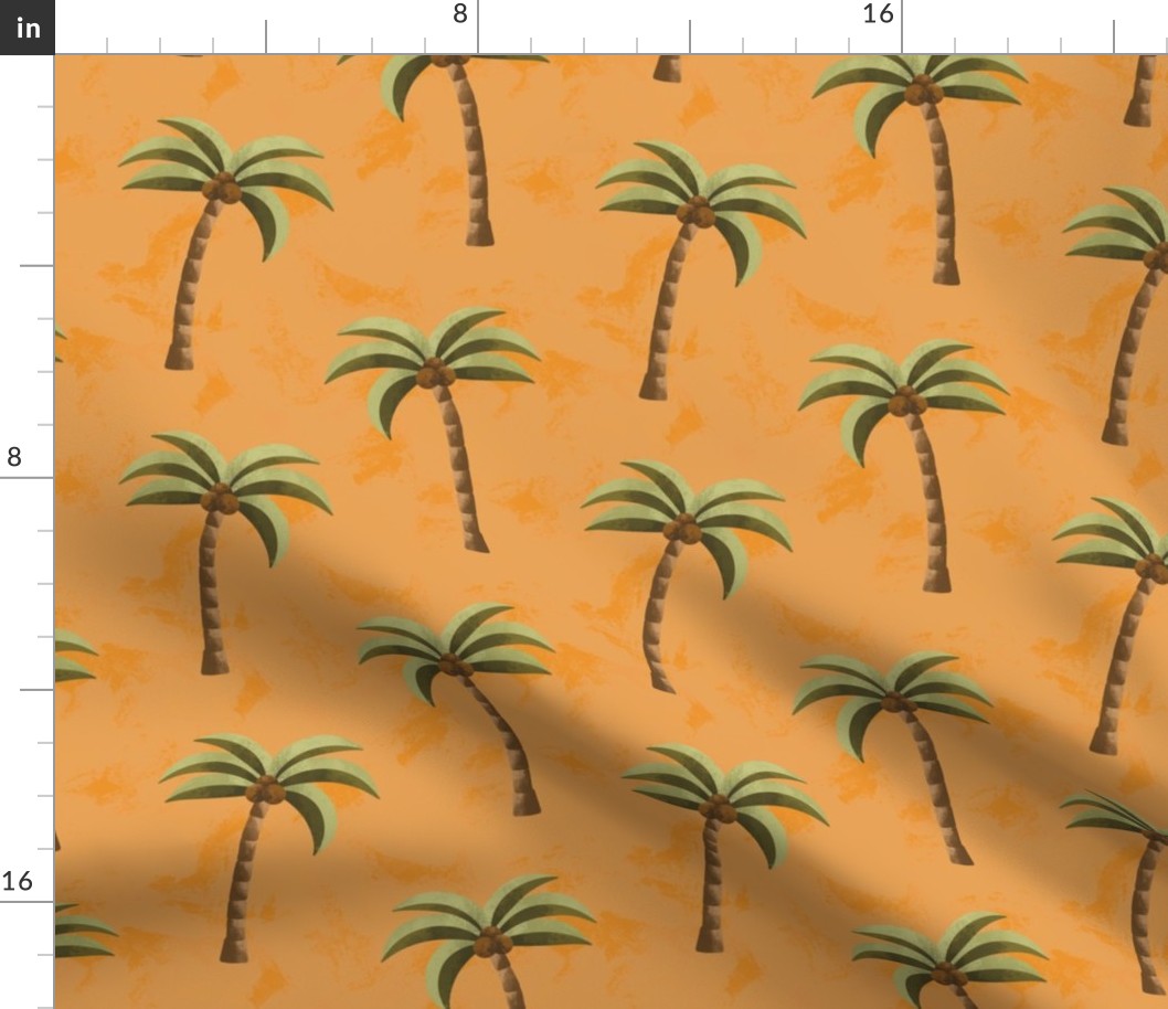 Vintage Yellow Coconut Palm Tree Pattern With Tropical Y2K Beach Girl Aesthetic 