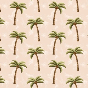 Vintage Beige Coconut Palm Tree Pattern With Tropical Y2K Beach Girl Aesthetic 