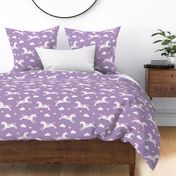 Cute unicorns, lilac background, big size