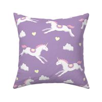 Cute unicorns, lilac background, big size