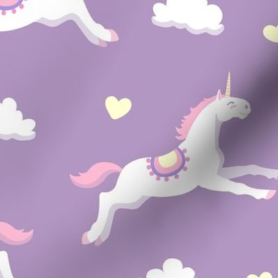 Cute unicorns, lilac background, big size