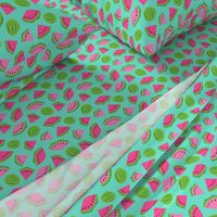 Groovy geometric watermelon summer - fruit melon design in retro nineties palette pink green on turquoise blue 