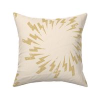Large Scale Textured Lightning Bolt Circle in Gold and Cream