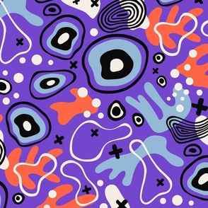 (L) Colorful Sea Scenery, Abstract Design / Purple Version / Large Scale or Wallpaper