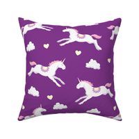 Cute unicorns, purple background, big size