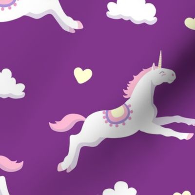 Cute unicorns, purple background, big size