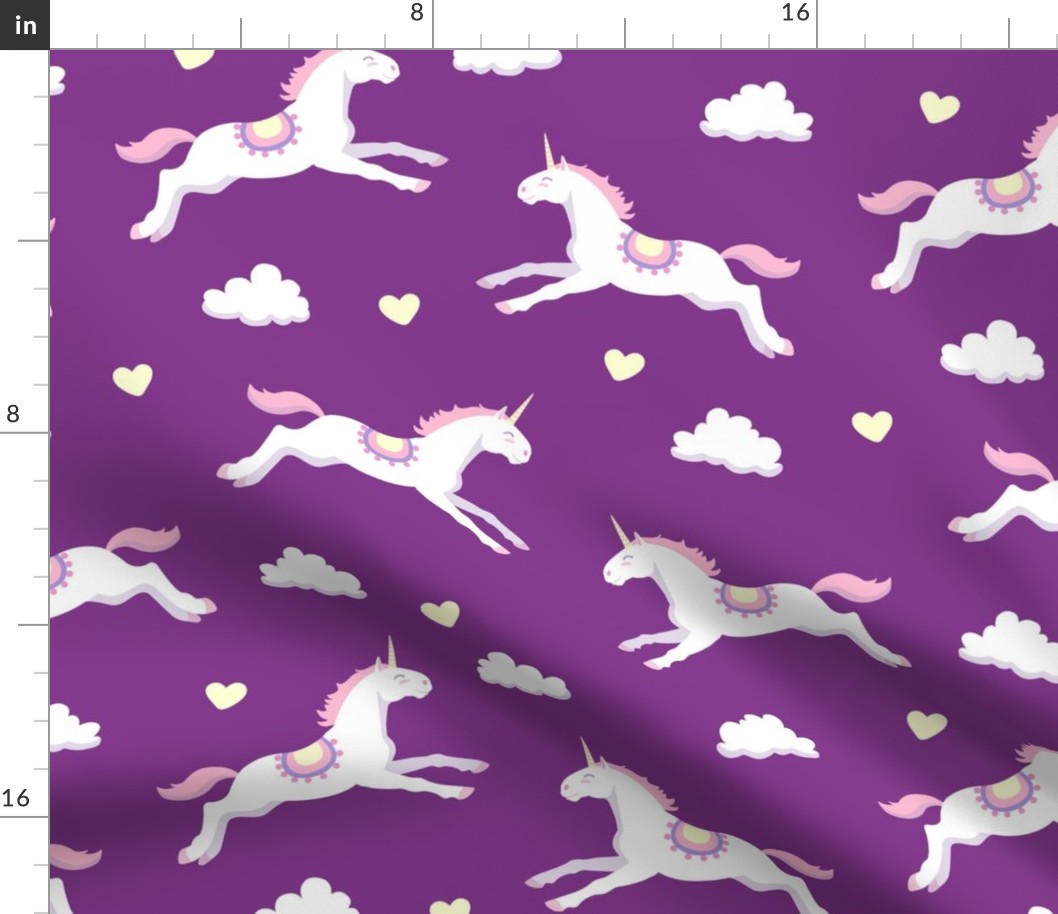 Cute unicorns, purple background, big size