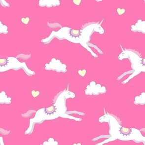 Cute unicorns, pink background, big size