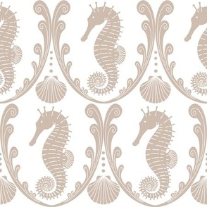 Coastal seahorse design beige and white