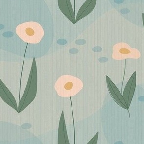 Minimalist Floral Field in Soft Turquoise