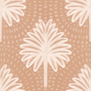 Boho Hand Painted Palms Plants | Warm Neutral Sand Beige | Large