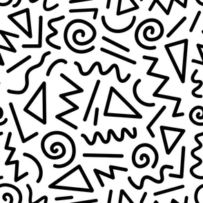 Memphis Inspired Pattern Black and White