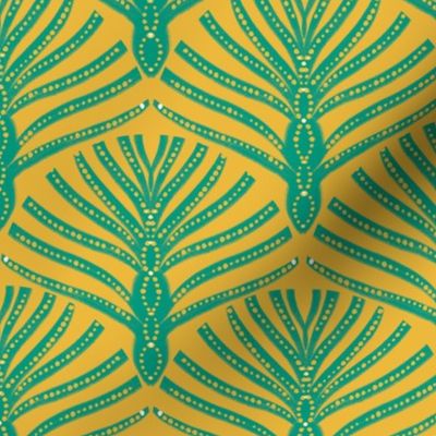 Taino Geometric Harmony: Yellow, Turquoise, Small 