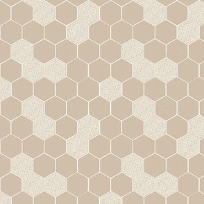 Warm Beige Honeycomb // Small Scale // Minimalist Neutral Geometric with Soft Visual Texture