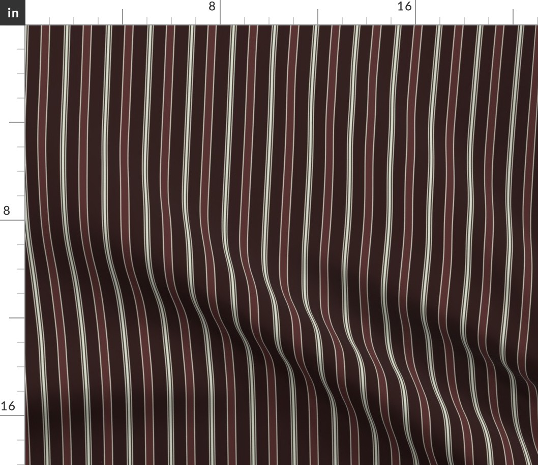 Deep Burgundy Striped Pattern // Small Scale // Elegant Regency Style Design