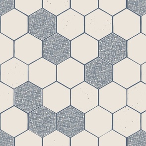 Geometric Honeycomb // Large Scale // Powder Blue and Beige Textured Monochromatic Beehive
